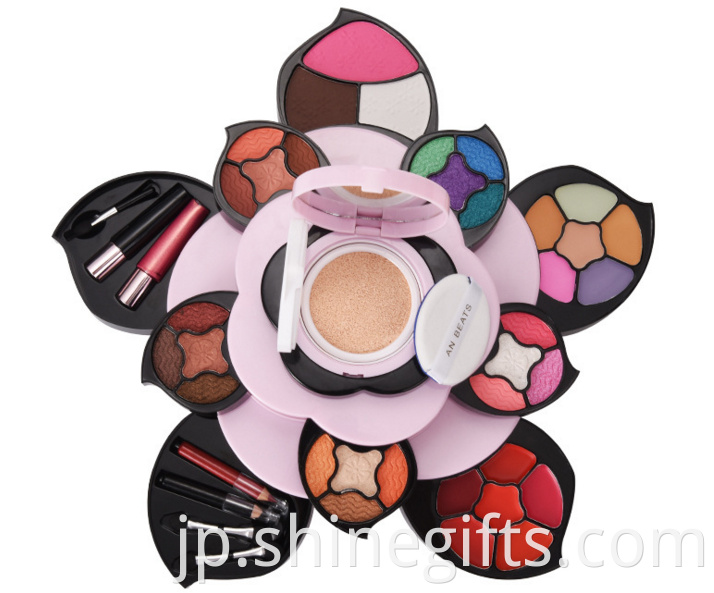 Wholesale Cheap Price Valentines Gifts Colorful Eyeshadow flower highlighter kiss rose shaped makeup box set